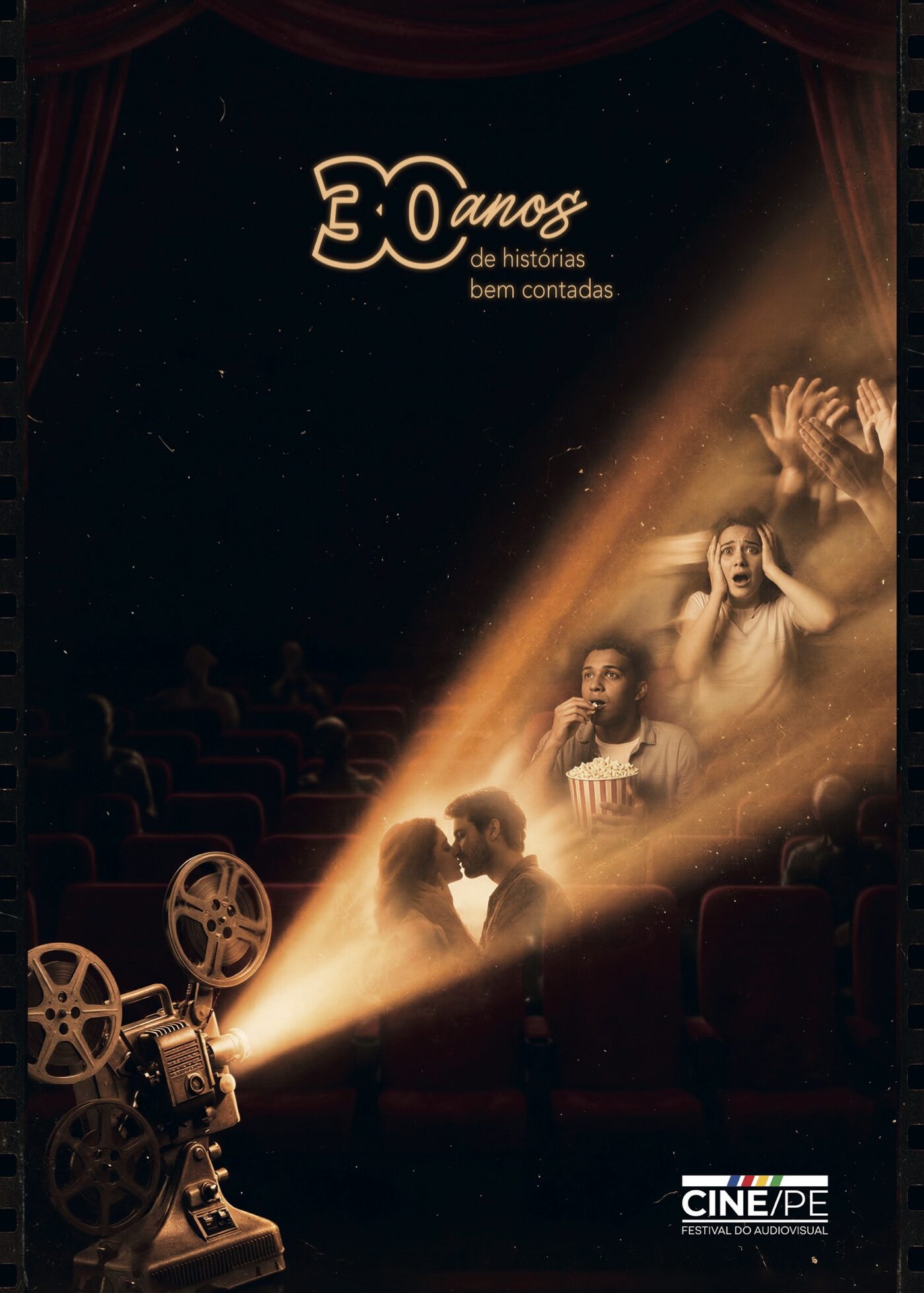 Cartaz "30 anos de Histórias bem contadas", por Thiago Siqueira Máximo
